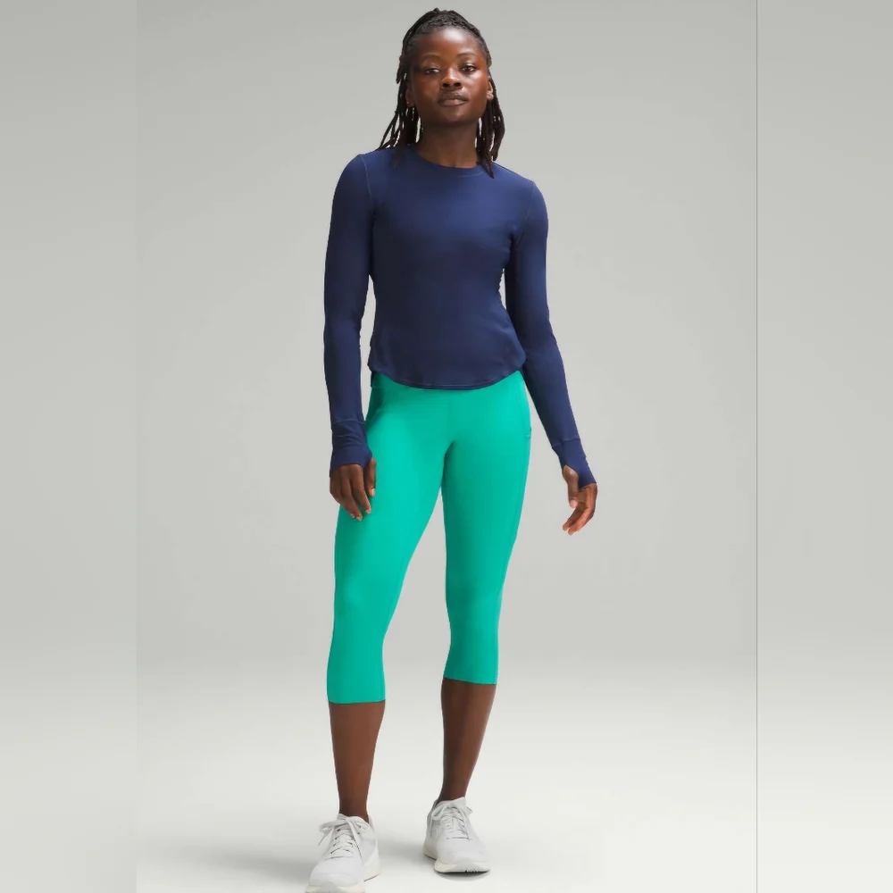 Lululemon UV Protection Fold-Over Running Long-Sleeve Shirt Night Sea
